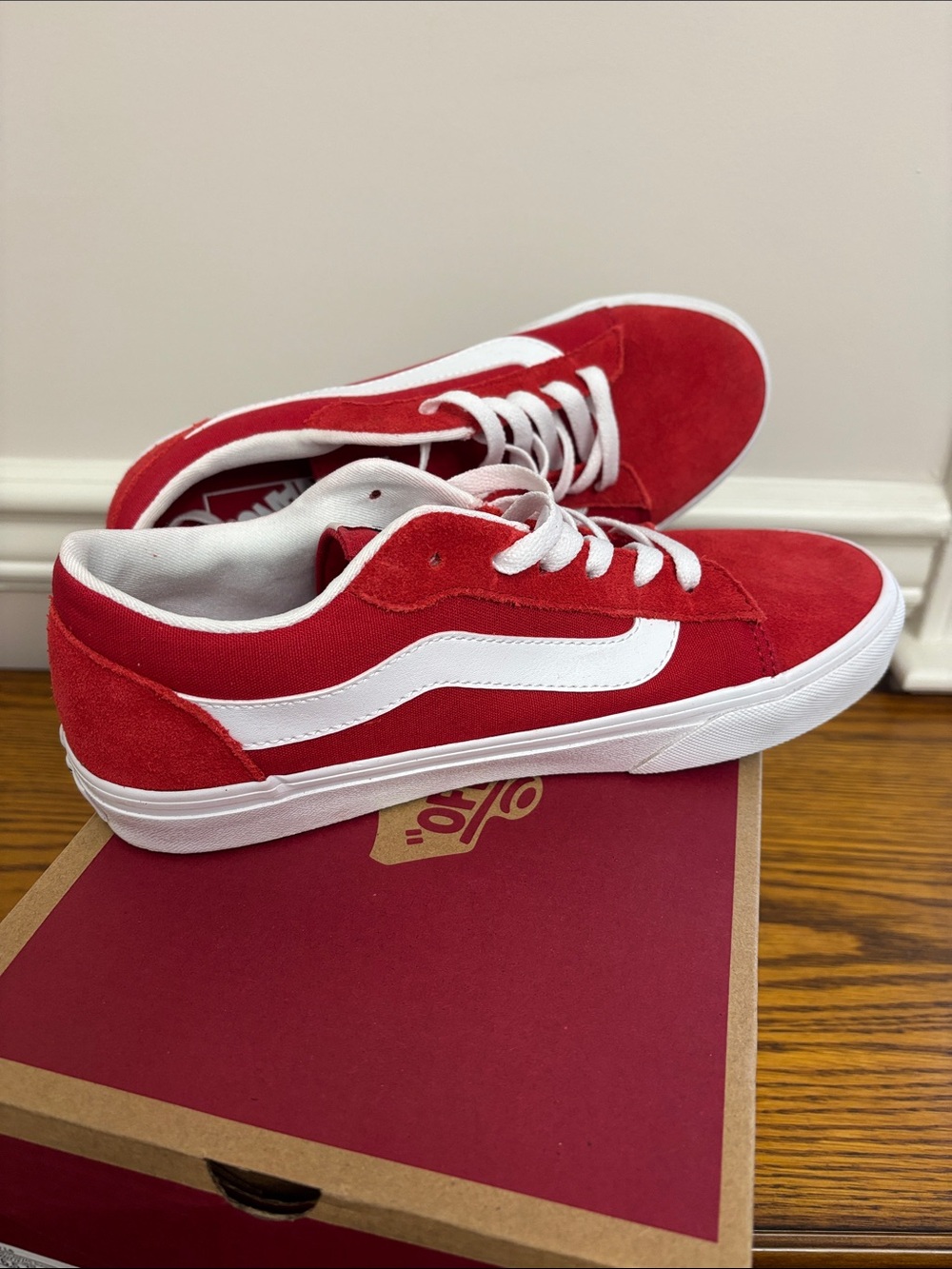 Vans Kids Red & White Old Skool Sneakers Youth Size 6.5